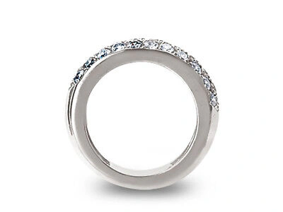 Pre-owned Jewelwesell 1.11ct Diamond Wedding Band Ring 18k White Gold Round Brilliant Cut Bezel I Si2