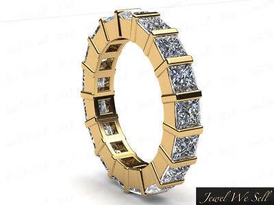 Pre-owned Jewelwesell 3.25ct Princess Diamond Bar Set Eternity Wedding Band Ring 14k Yellow Gold F Vs2 In White