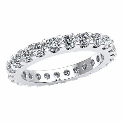 Pre-owned Low Shared U-prong Set Eternity Band Ring 1.75 Carat Round Cut Diamond 14k Gold