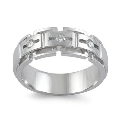 Pre-owned Gd Diamond 0.25ct Three Stone Mens Round Diamond Wedding Band Ring 950 Platinum Vvs1 8.45mm In White
