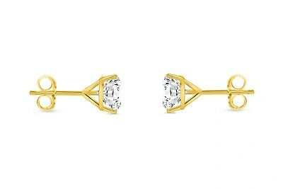 Pre-owned Shine Brite With A Diamond 1.5 Ct Round Labcreated Grown Diamond Earrings 18k Yellow Gold F/vs Martini Push