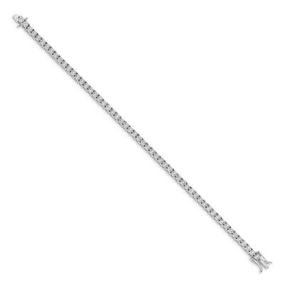Pre-owned Skyjewelers Real 14kt White Gold Illusion Setting Diamond Chain Bracelet; 7 Inch
