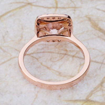 Pre-owned Patrick's Design 2.30ct 8mm Round Morganite & Diamond Engagement Wedding Ring 14k Rose Gold Pd56s In Rose / Peach