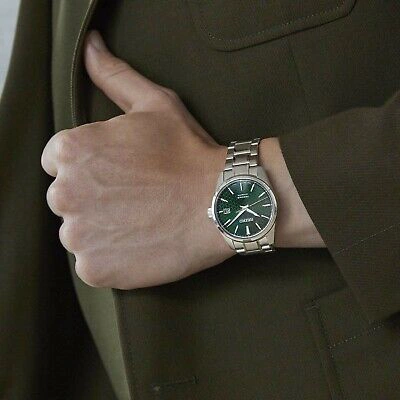 Pre-owned Presage Seiko  Sarx079 Prestige Line Metal Band Green Sharp Edged Series