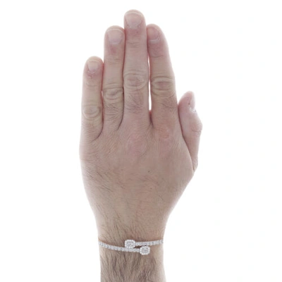 Pre-owned Jfl Diamonds & Timepieces 10k Rose Gold Baguette Diamond Bypass Bangle Unisex Halo Bracelet 8" 3.20 Ct. In White/colorless