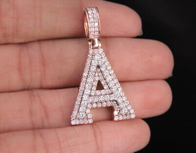 Pre-owned Jewelry Unlimited Custom 3d Letter A Initial Diamond Pendant Charm 10k Two Tone Gold 1.55 Ct 1.5" In G-h