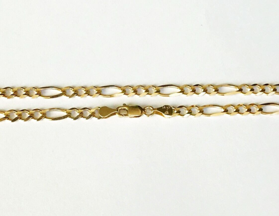 Pre-owned Gd Diamond 4.8mm 24" 16 Gm 14k Gold Solid Yellow Men's Figaro Open Chain Polished Necklace