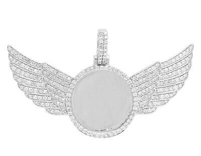 Pre-owned Jewelry Unlimited White Gold Angel Wing Memory Frame Pendant 3.5ct