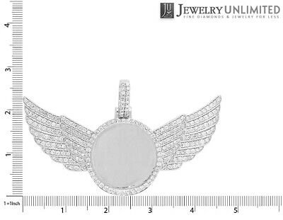 Pre-owned Jewelry Unlimited White Gold Angel Wing Memory Frame Pendant 3.5ct