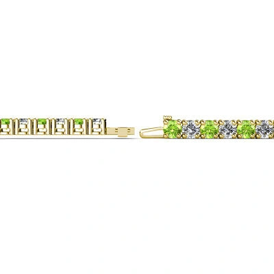 Pre-owned Trijewels Peridot And Diamond Eternity Tennis Bracelet 5.46 Ctw 14k Yellow Gold Jp:122869 In G-h