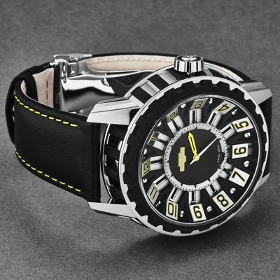 Pre-owned Dewitt Men's 'academia Slide' Black Dial Black Titanium Bezel Ac.sld.005 Rpb