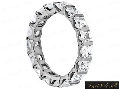 Pre-owned Jewelwesell 3.40ct Princess Diamond U-prong Eternity Wedding Band Ring 14k White Gold I Si2