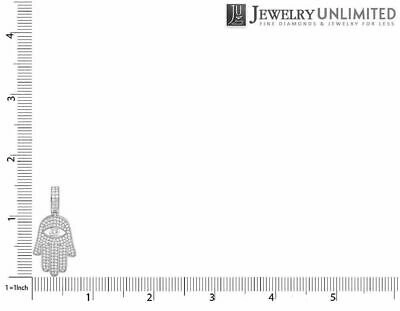 Pre-owned Jewelry Unlimited 14k White Gold Real Diamond Solitaire Evil Eye Hamsa Hand Pendant 1 1/2 Ct 1.75"