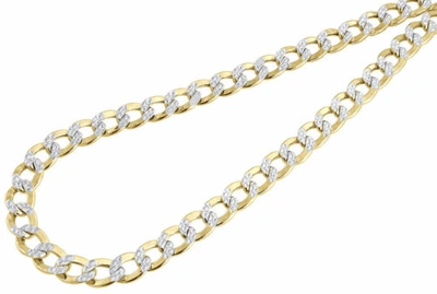 Pre-owned Jfl Diamonds & Timepieces 10k Yellow Gold Diamond Cut Pave Flat Cuban Chain 7.75 Mm Necklace 22 & 24 Inch