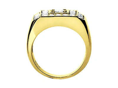 Pre-owned Jewelwesell Genuine 1.10ct Round Cut Mens Bridal Band Ring Solid 18k Yellow Gold I Si2 Prong