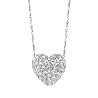Pre-owned Morris 1.05 Carat Natural Diamond Heart Necklace Pendant 14k White Gold Si