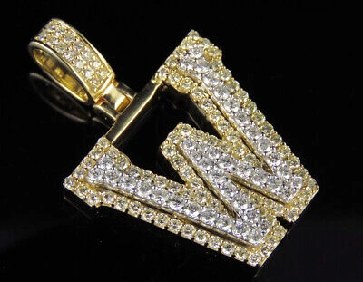 Pre-owned Jewelry Unlimited W Initial Custom Letter Diamond Pendant Charm In 10k Two Tone Gold 1.9 Ct 1.5" In G-h