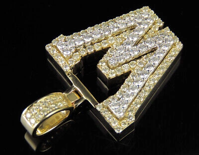 Pre-owned Jewelry Unlimited W Initial Custom Letter Diamond Pendant Charm In 10k Two Tone Gold 1.9 Ct 1.5" In G-h