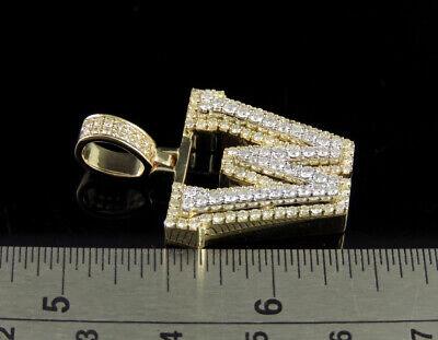 Pre-owned Jewelry Unlimited W Initial Custom Letter Diamond Pendant Charm In 10k Two Tone Gold 1.9 Ct 1.5" In G-h