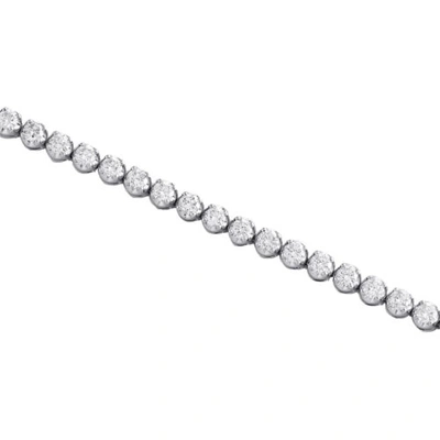 Pre-owned Jfl Diamonds & Timepieces 10k White Gold Round Cut Diamond 4-prong Tennis Link Bracelet 7" | 3.75mm | 4 Ct