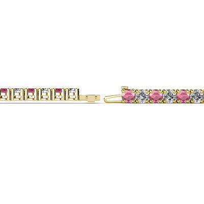 Pre-owned Trijewels Garnet And Diamond Eternity Tennis Bracelet 5.46 Ctw 14k Yellow Gold Jp:122894 In H-i