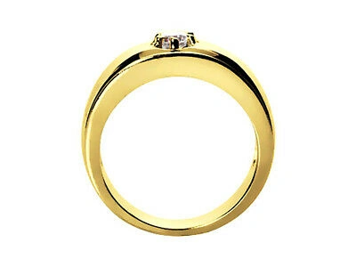 Pre-owned Jewelwesell Natural 0.75ct Round Solitaire Mens Bridal Band Ring 14k Yellow Gold Gh I1 Prong