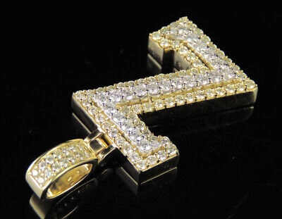 Pre-owned Jewelry Unlimited Z Initial Custom Letter Diamond Pendant Charm In 10k Two Tone Gold 1 1/2 Ct 1.5" In G-h