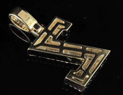 Pre-owned Jewelry Unlimited Z Initial Custom Letter Diamond Pendant Charm In 10k Two Tone Gold 1 1/2 Ct 1.5" In G-h