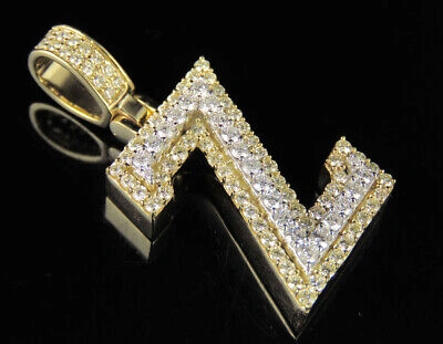 Pre-owned Jewelry Unlimited Z Initial Custom Letter Diamond Pendant Charm In 10k Two Tone Gold 1 1/2 Ct 1.5" In G-h