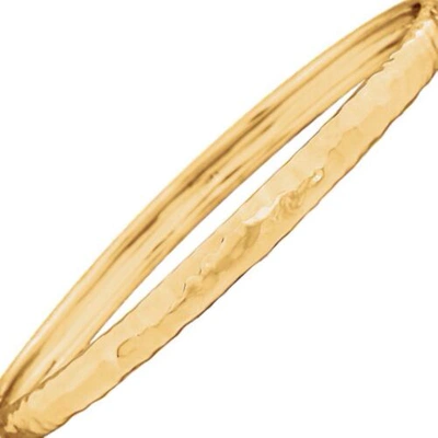Pre-owned Roxx Fine Jewelry Hammered Bangle Bracelet In 14k White Or Yellow Gold 5mm Slip On Bracelet