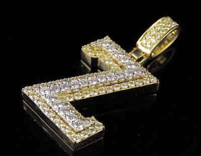 Pre-owned Jewelry Unlimited Z Initial Custom Letter Diamond Pendant Charm In 10k Two Tone Gold 1 1/2 Ct 1.5" In G-h