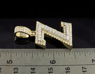 Pre-owned Jewelry Unlimited Z Initial Custom Letter Diamond Pendant Charm In 10k Two Tone Gold 1 1/2 Ct 1.5" In G-h