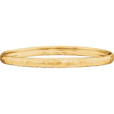 Pre-owned Roxx Fine Jewelry Hammered Bangle Bracelet In 14k White Or Yellow Gold 5mm Slip On Bracelet