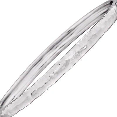 Pre-owned Roxx Fine Jewelry Hammered Bangle Bracelet In 14k White Or Yellow Gold 5mm Slip On Bracelet