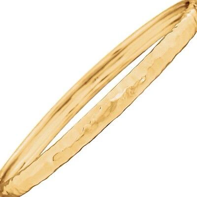 Pre-owned Roxx Fine Jewelry Hammered Bangle Bracelet In 14k White Or Yellow Gold 5mm Slip On Bracelet