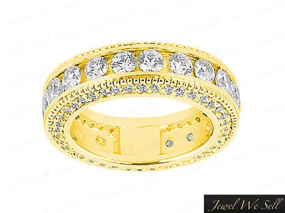 Pre-owned Jewelwesell 1.50ct Round Diamond Milgrain Accents Eternity Band Ring 14k Yellow Gold I Si2