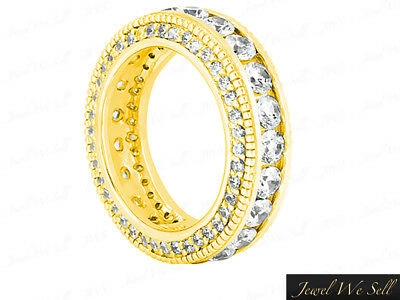 Pre-owned Jewelwesell 1.50ct Round Diamond Milgrain Accents Eternity Band Ring 14k Yellow Gold I Si2