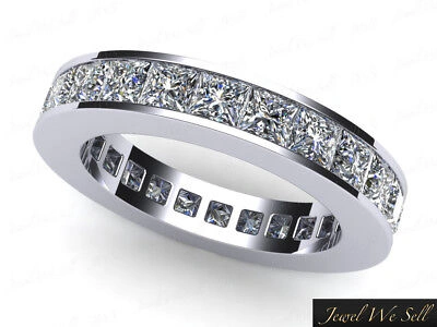 Pre-owned Jewelwesell 1.86ct Princess Diamond Classic Channel Eternity Band Ring 14k White Gold I Si2