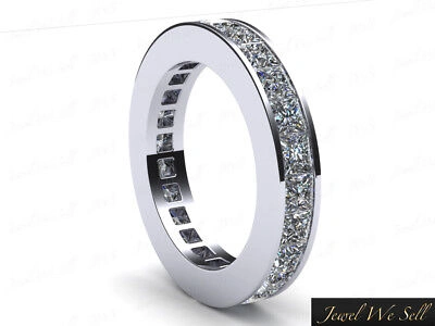 Pre-owned Jewelwesell 1.86ct Princess Diamond Classic Channel Eternity Band Ring 14k White Gold I Si2