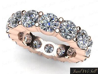 Pre-owned Jewelwesell Natural 4.25ct Round Diamond Classic Shared Prong Eternity Ring 14k Gold G-h I1 In Gh