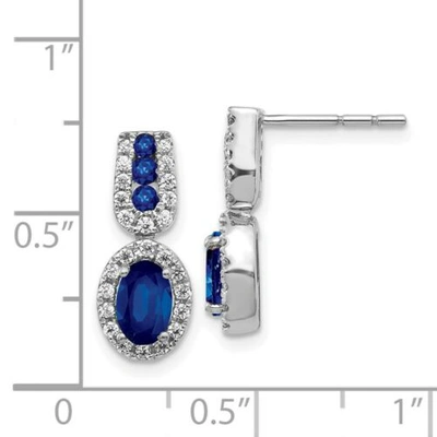 Pre-owned Goldia 14k White Gold Diamond & Sapphire Post Earrings
