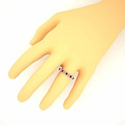 Pre-owned Jewelwesell 2.75ct Princess Ruby Diamond Bar Set Wedding Eternity Band Ring 18k Aaaa F Vs2