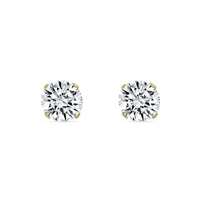 Pre-owned Shine Brite With A Diamond 1.5 Ct Round Lab Created Grown Diamond Earrings 14k Yellow Gold F/vs Crown Screw