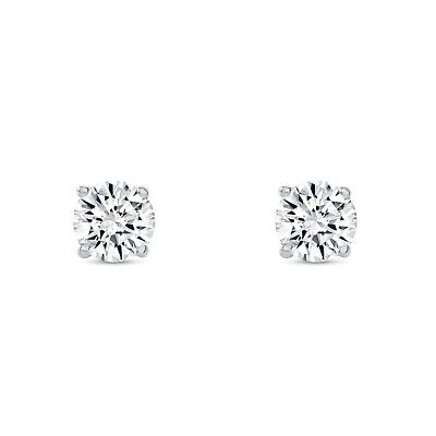 Pre-owned Shine Brite With A Diamond 1.25 Ct Round Labcreated Grown Diamond Earrings 18k White Gold E/vvs Basketscrew In White/colorless