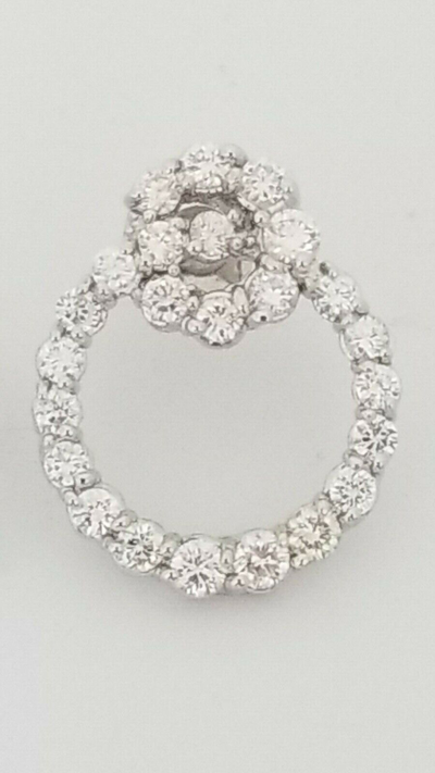 Pre-owned Teachers Jewelry 14k White Gold Love Knot Diamond Earrings Round Double Circle 2.50 Ct. Diamonds In G-h