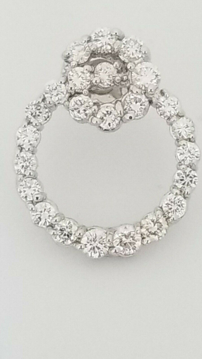 Pre-owned Teachers Jewelry 14k White Gold Love Knot Diamond Earrings Round Double Circle 2.50 Ct. Diamonds In G-h