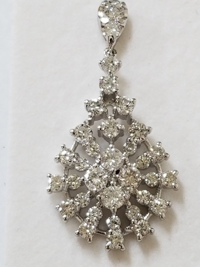 Pre-owned Designer Cluster Diamond Earring 14k Gold Dangling Pear Shape 2 Carat Diamonds In G-h