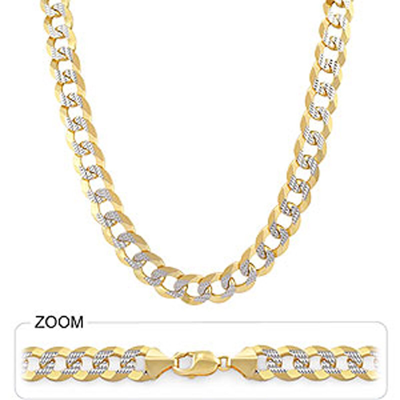 Pre-owned Gd Diamond 11.70mm 22" 81.40gm 14k Gold Two Tone Men's Heavy Cuban Pave Chain Necklace In No Stone