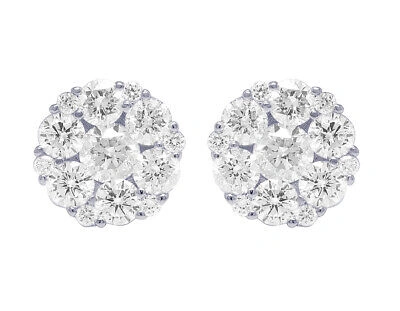Pre-owned Jewelry Unlimited 10k Flower Cluster Real Diamond Stud Earrings 10mm 2.65ct In G-h