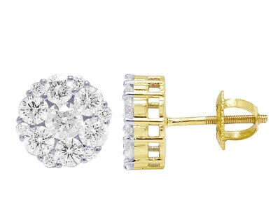 Pre-owned Jewelry Unlimited 10k Flower Cluster Real Diamond Stud Earrings 10mm 2.65ct In G-h